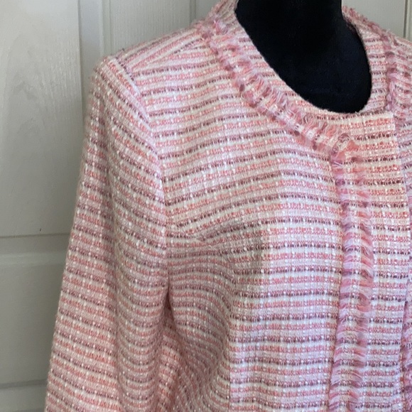 Women’s Blazer Size 12 apostrophe Pink Twead Jacket Purple Zipper in Front - Picture 6 of 14